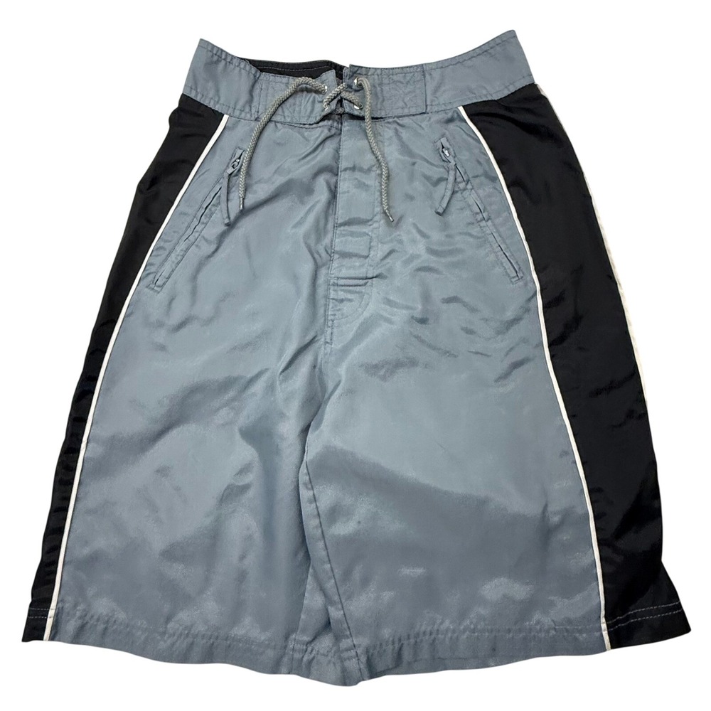 Maui and Sons Mens Board Shorts Grey Black Swim Trunks XL 18-20 Zipper Pockets